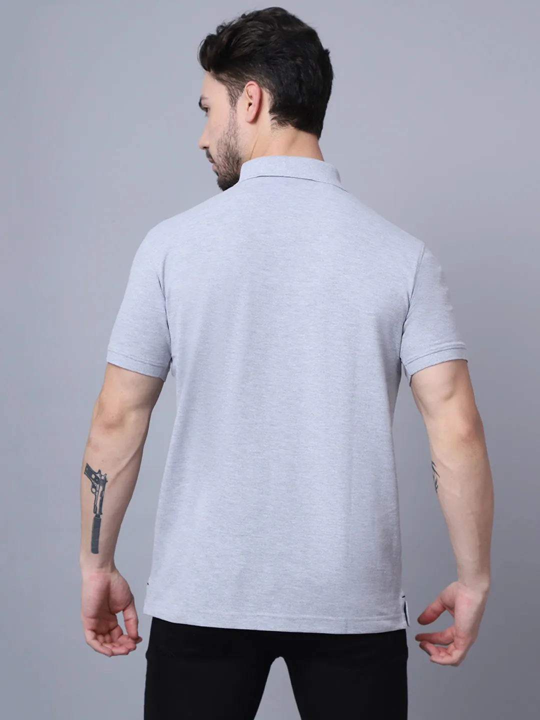 Mens Grey Melange T-Shirt