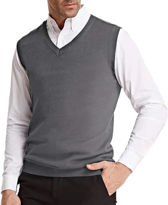 Men's Khaki Soft V Neck Sweater Vest