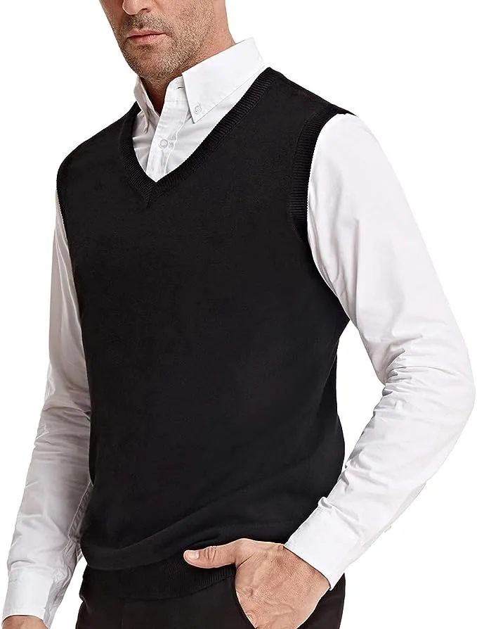 Men's Khaki Soft V Neck Sweater Vest