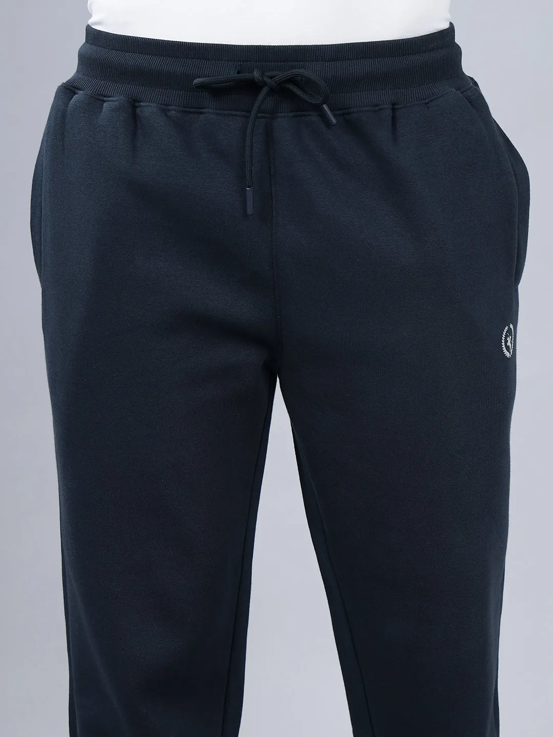 Men's Navy Blue Solid Winter Track Pant