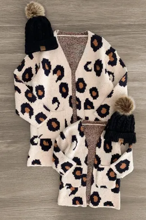 Mom & Me - Tan Cheetah Cardigan Sweater