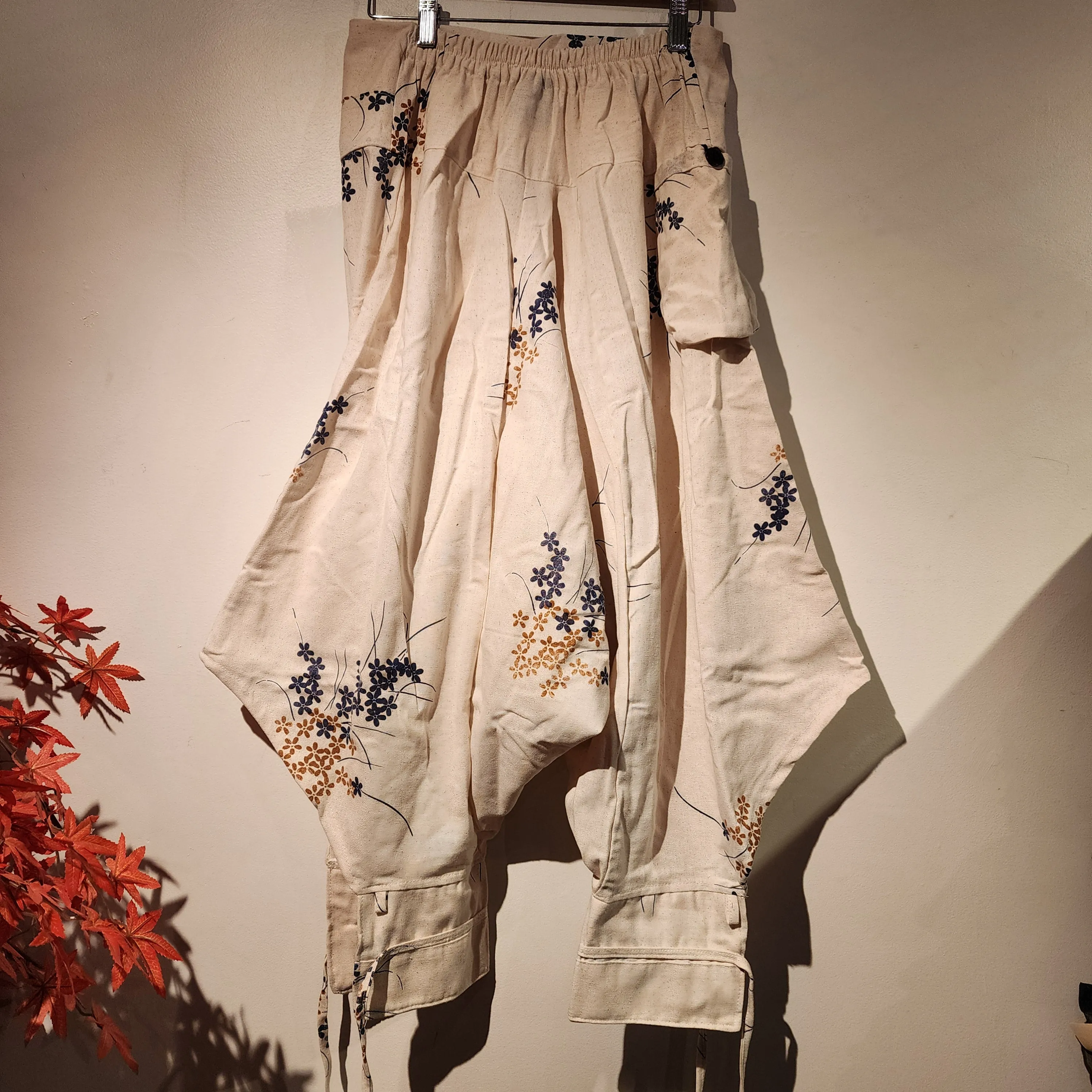 Natural Blue Flower Tribal Warrior Pants