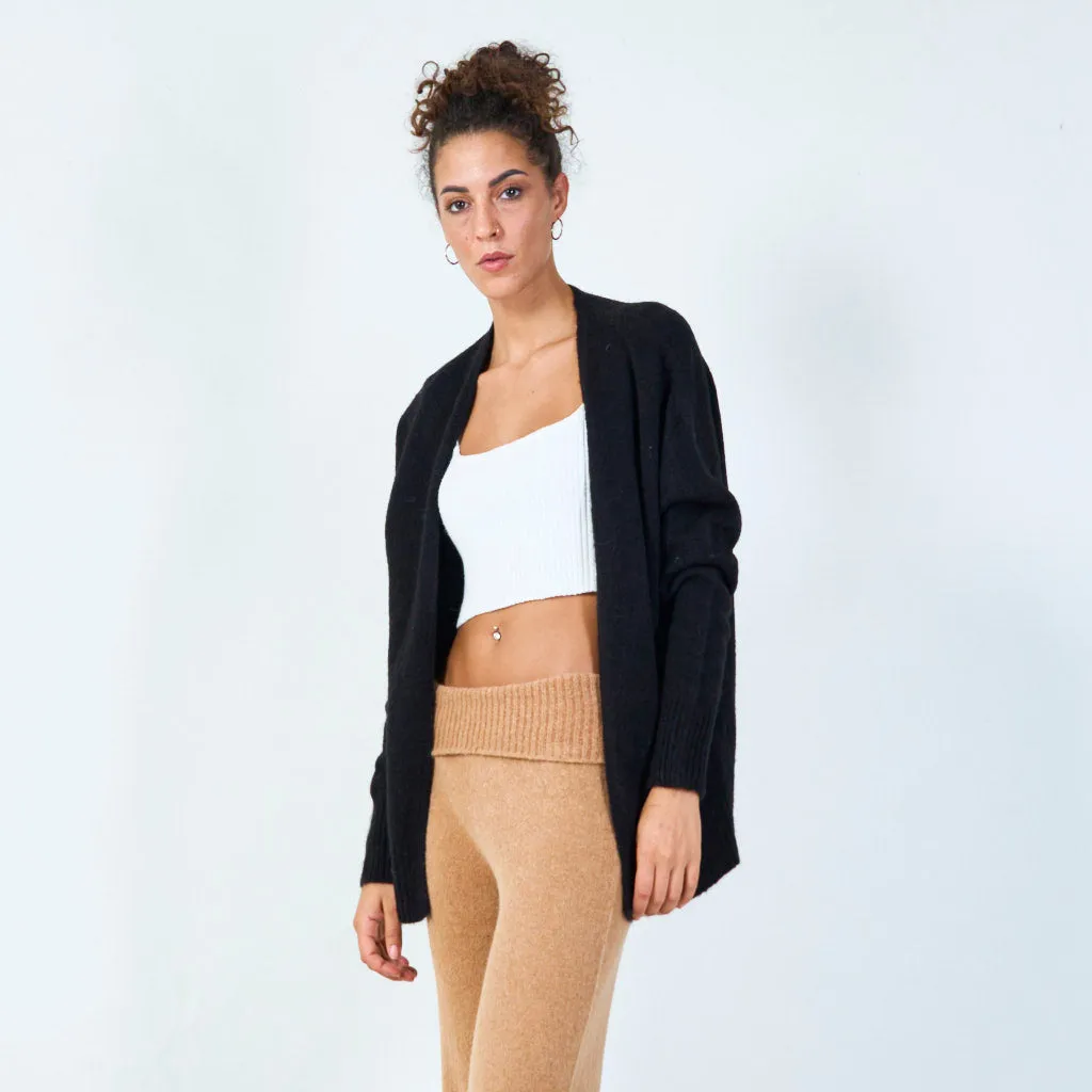 Open front cardigan with ribbed trim wholesale