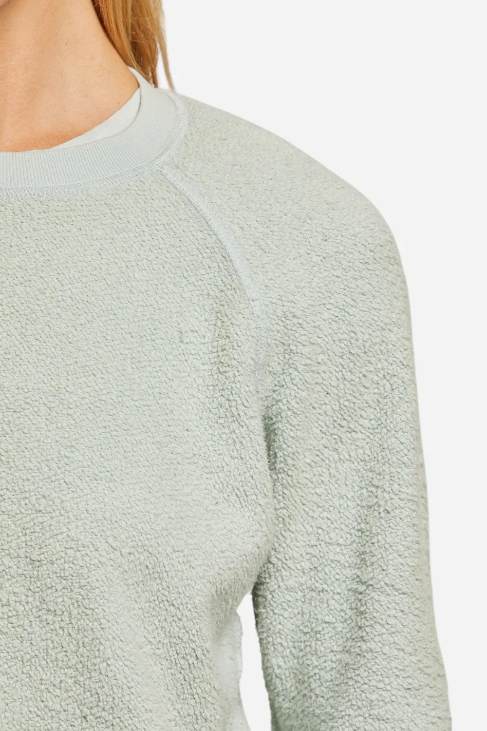 Perfect White Tee Ziggy Reverse Fleece Shrunken Crew in Fresh Mint