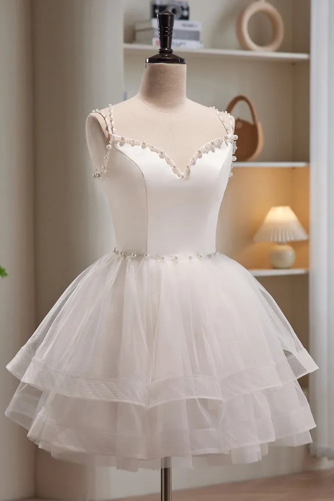 Phoebe |A-line Spaghetti Straps Tulle Short Homecoming Dresses