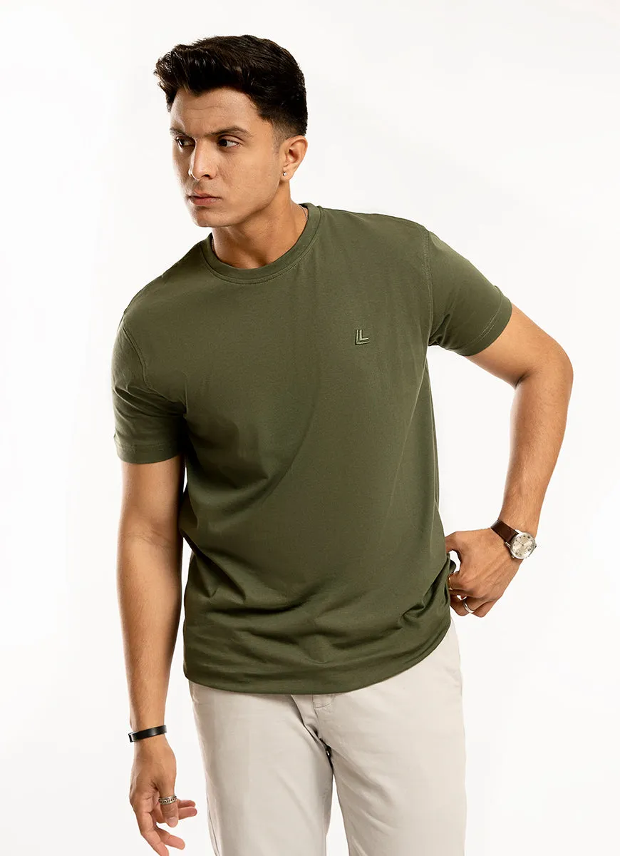 Plain-Olive Green, 100% Cotton Basic Tee