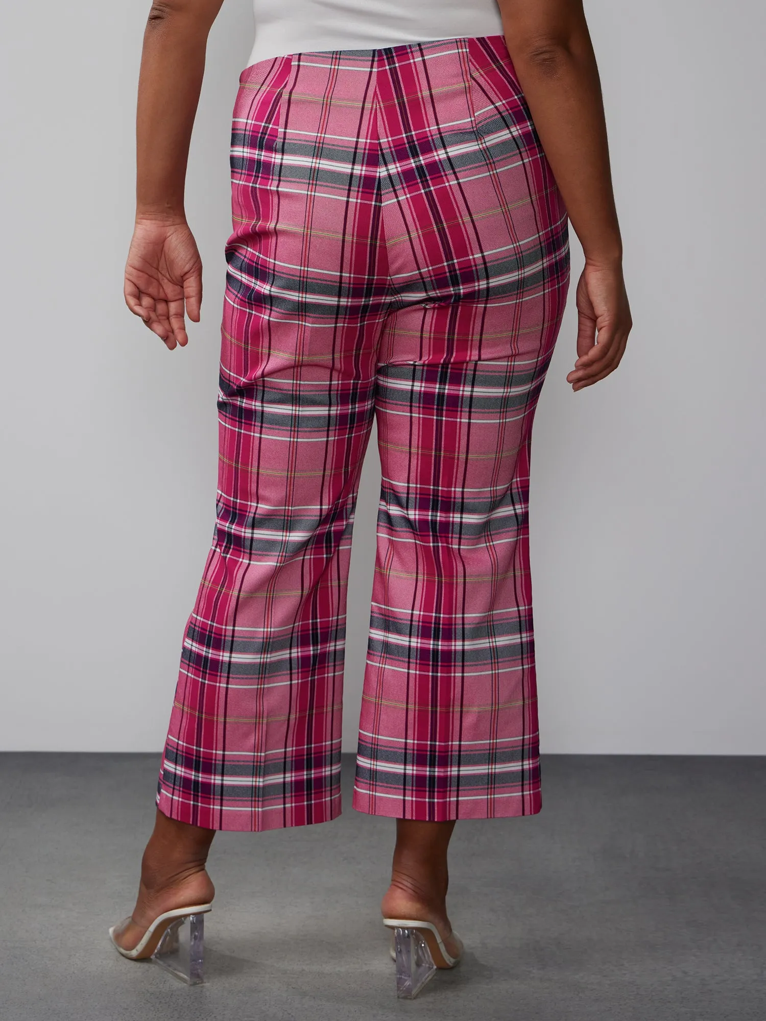 Plus Yarn Dyed Plaid Kickflare Ankle Pant