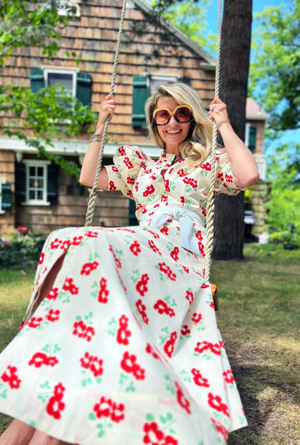 Puff Sleeve Day Gown - MAXI - Rouge Fleur