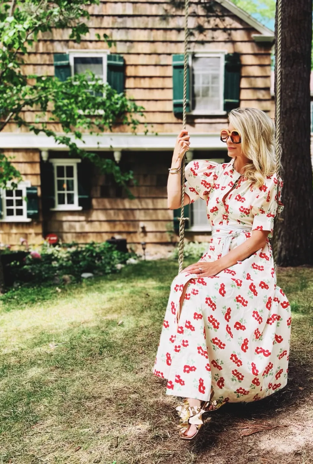 Puff Sleeve Day Gown - MAXI - Rouge Fleur