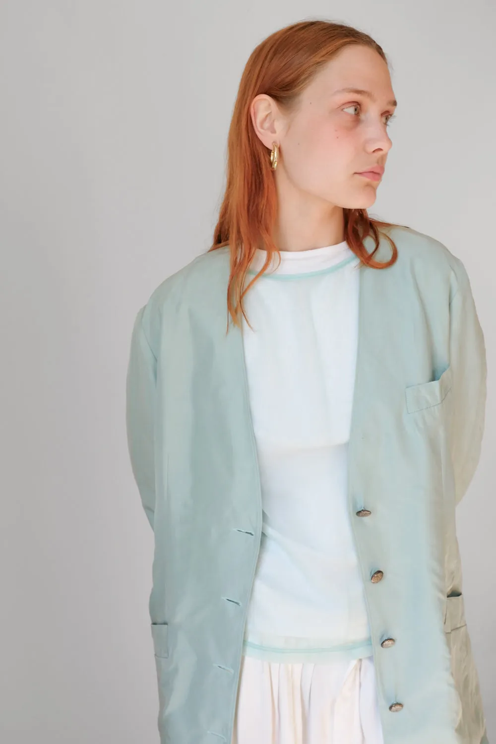 PURE SILK PASTEL PALE VINTAGE BLAZER