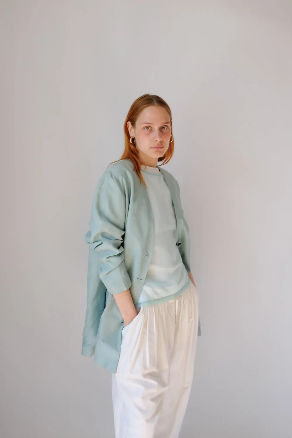 PURE SILK PASTEL PALE VINTAGE BLAZER