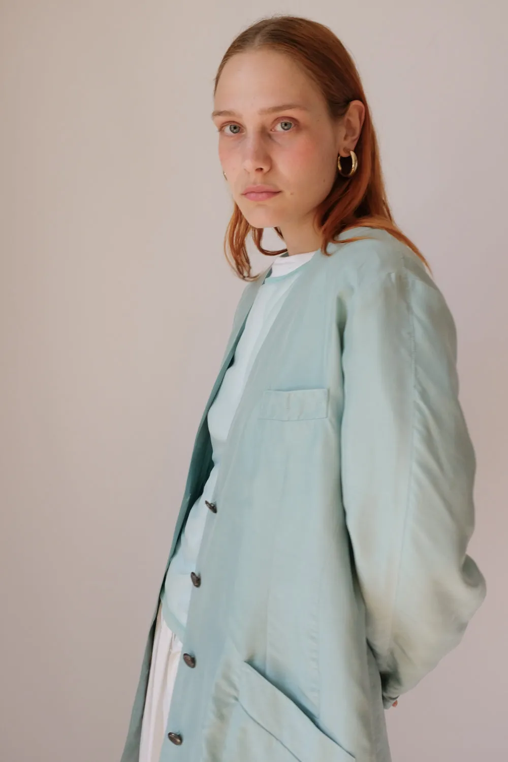 PURE SILK PASTEL PALE VINTAGE BLAZER