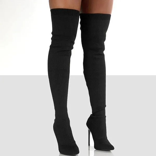 Purpdrank - Stylish Knitting Stiletto Over The Knee Boots