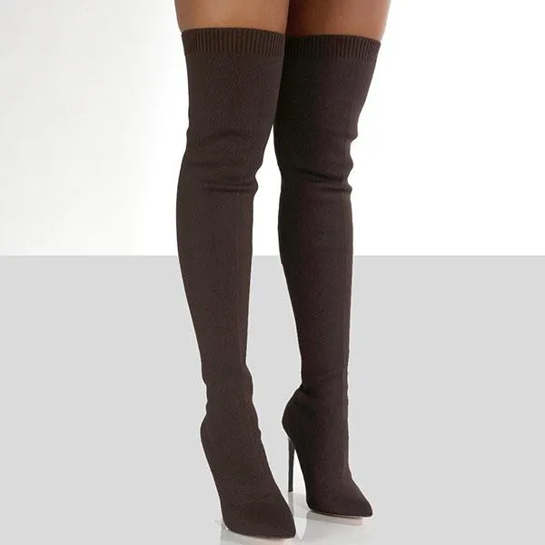 Purpdrank - Stylish Knitting Stiletto Over The Knee Boots