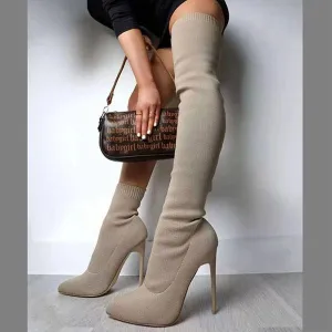 Purpdrank - Stylish Knitting Stiletto Over The Knee Boots