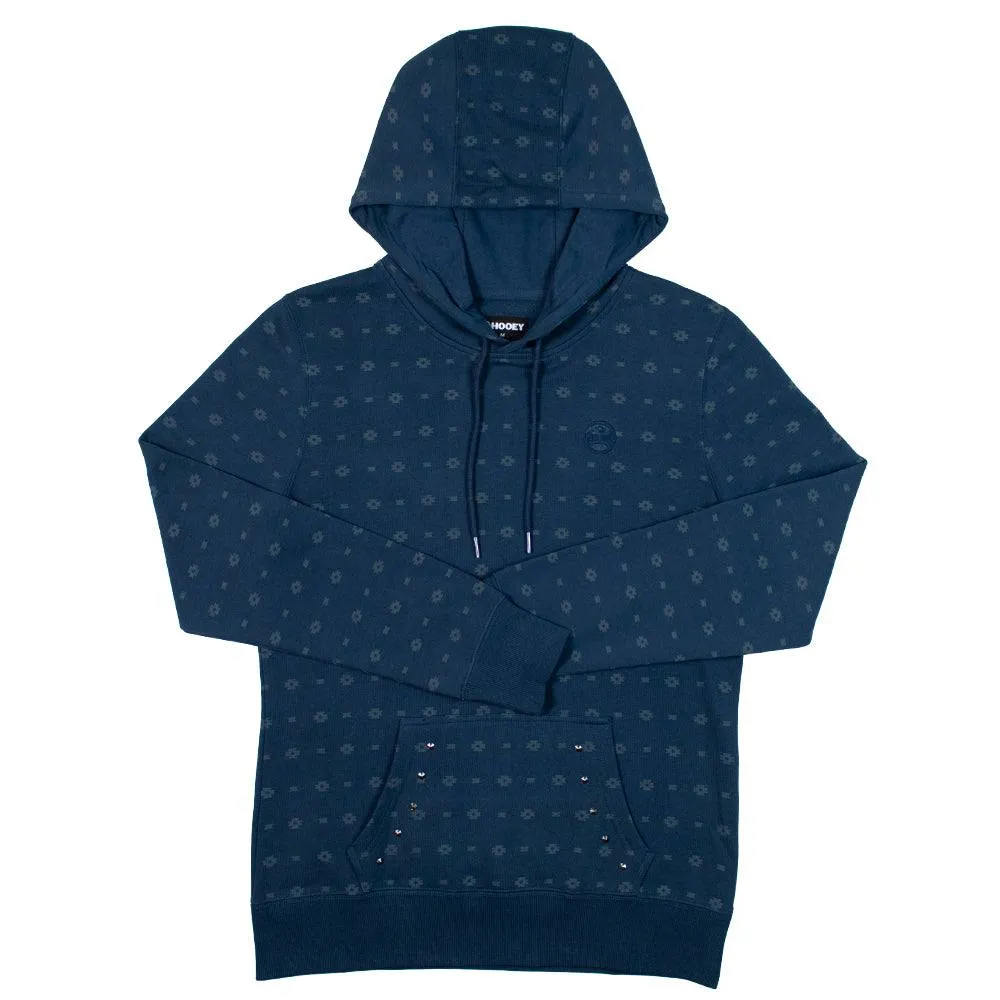 "Mesa" Navy w/White Aztec Pattern & Silver Studs Hoody