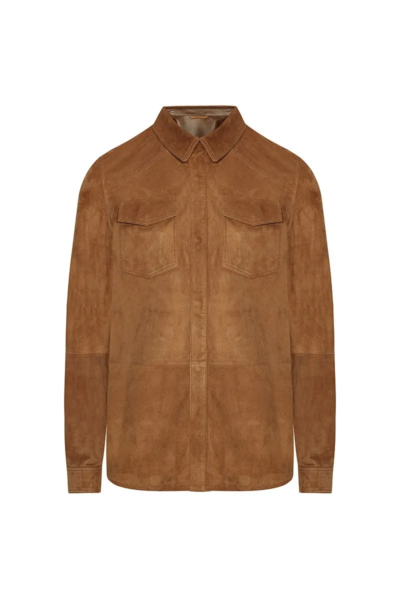 Renzo Men's Suede Leather Overshirt