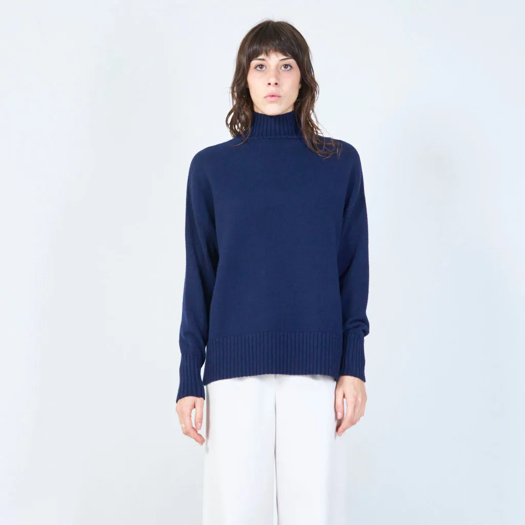 Ribbed turtleneck relaxed sweater wholesale