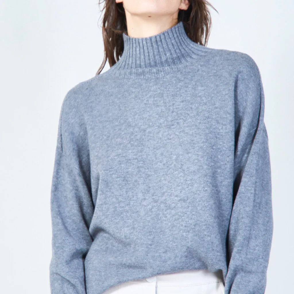 Ribbed turtleneck relaxed sweater wholesale