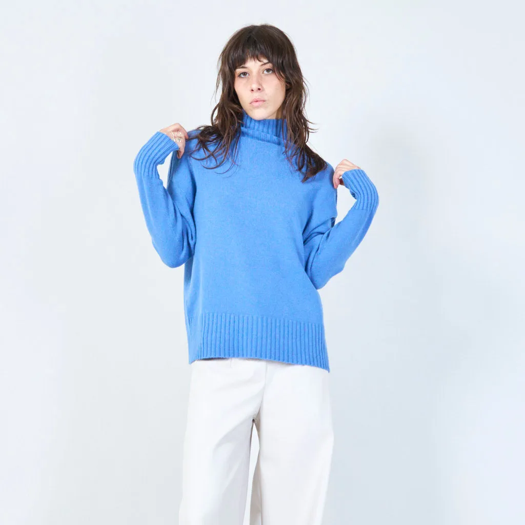 Ribbed turtleneck relaxed sweater wholesale