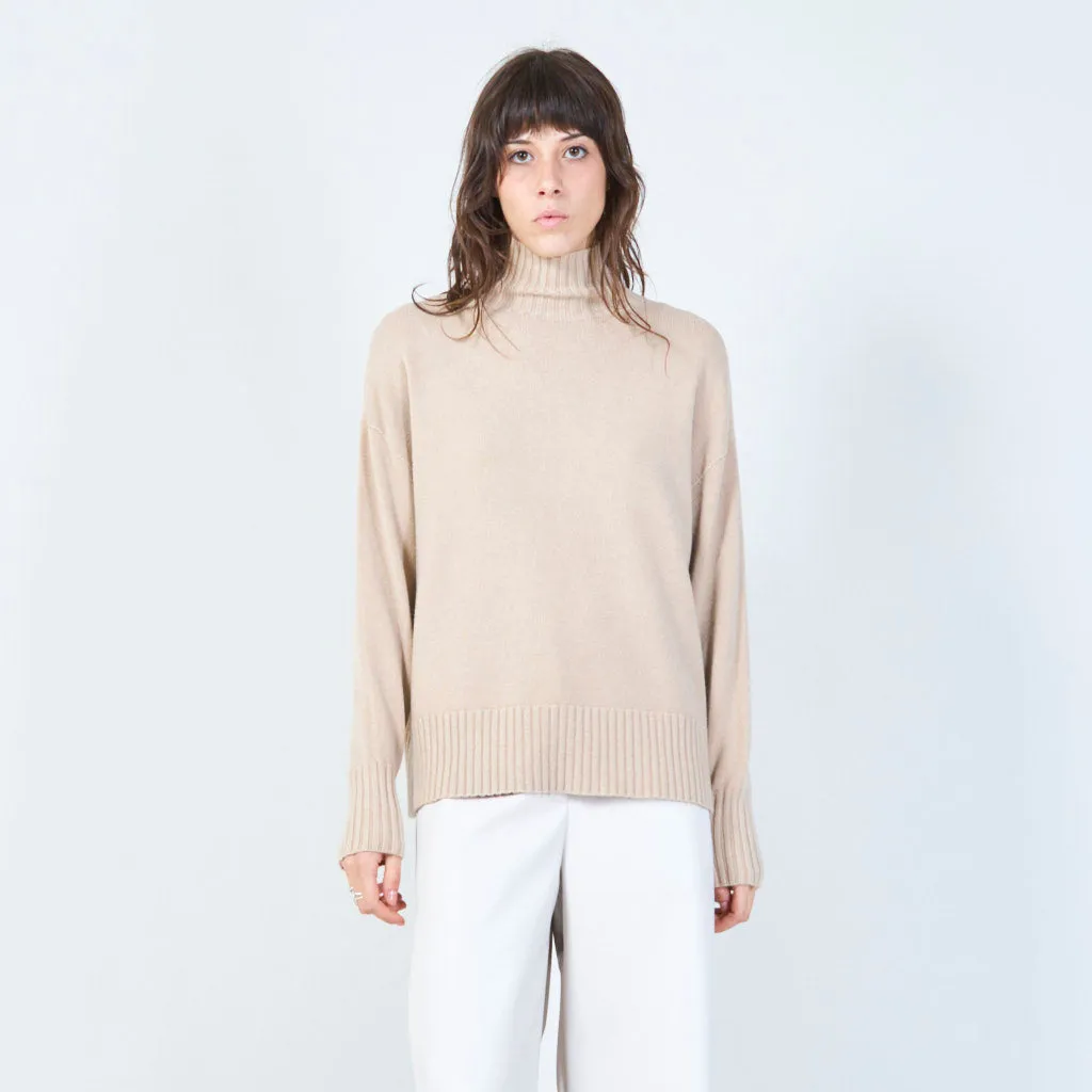 Ribbed turtleneck relaxed sweater wholesale