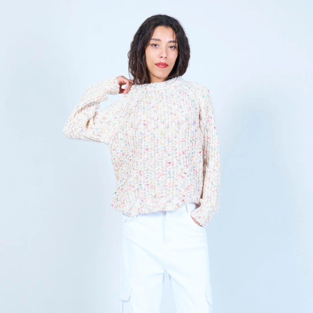 Speckled knit crew neck sweater wholesale