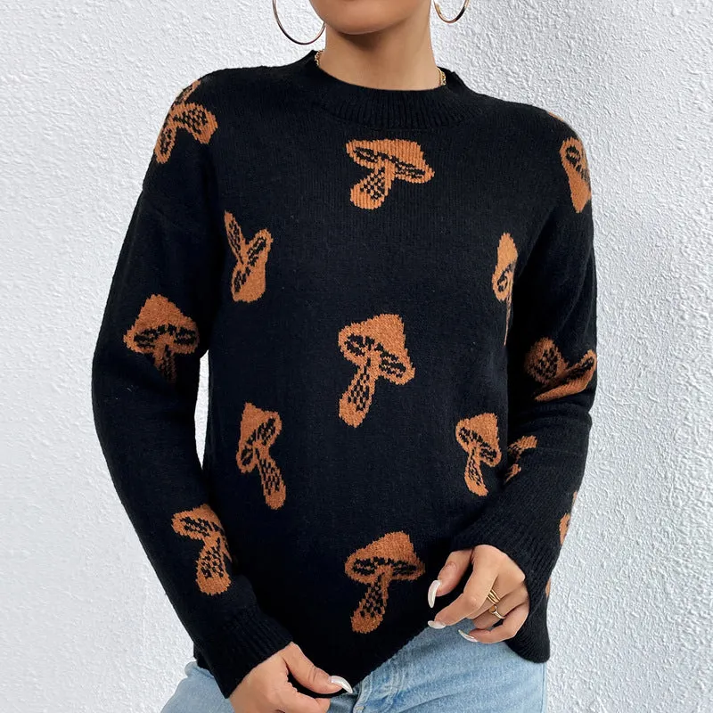 Trendy Casual Skull Sweater for Women - Stylish Jacquard Design"