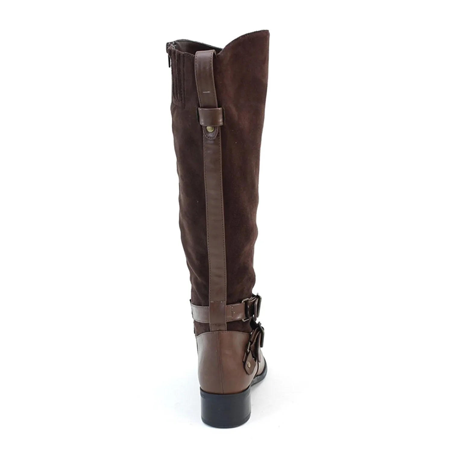 Vegan Suede & Leather Riding Ankle Strap Knee-high Women's Boots